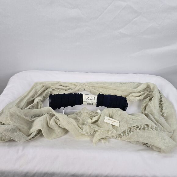 Ruffle Scarves World Market Women's Set of 2 One Black & One Off White - Picture 1 of 9